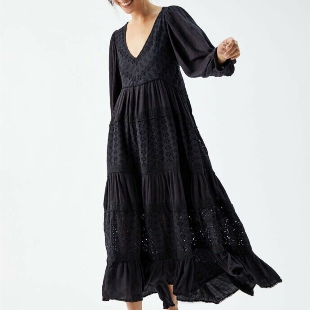 NWT Free People Black Mockingbird Maxi Dress size L